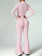 2 Piece Set Women'S Activewear Set, Full Zipper Stand Collar Long Sleeve Jacket with Thumbholes, High‑Waisted Flared Pants, Versatile New Sportswear for Yoga, Gym, Running and Daily Casual Wear